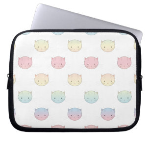 Capa Para Notebook Padrão de Rostos de Gatinho Pastel Fofo
