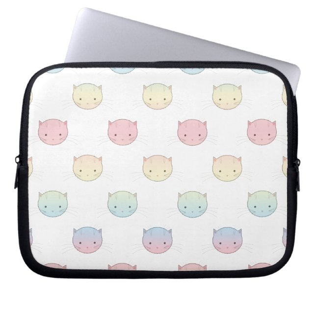 Capa Para Notebook Padrão de Rostos de Gatinho Pastel Fofo (Frente)