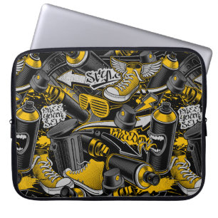 Capa Para Notebook Padrão de Rua Urbana do Grafite Retroativo