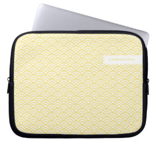 Capa Para Notebook Padrão de Seigaiha Japonês Amarelo Pastel