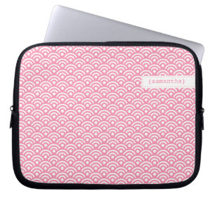 Capa Para Notebook Padrão de Seigaiha Japonês Rosa