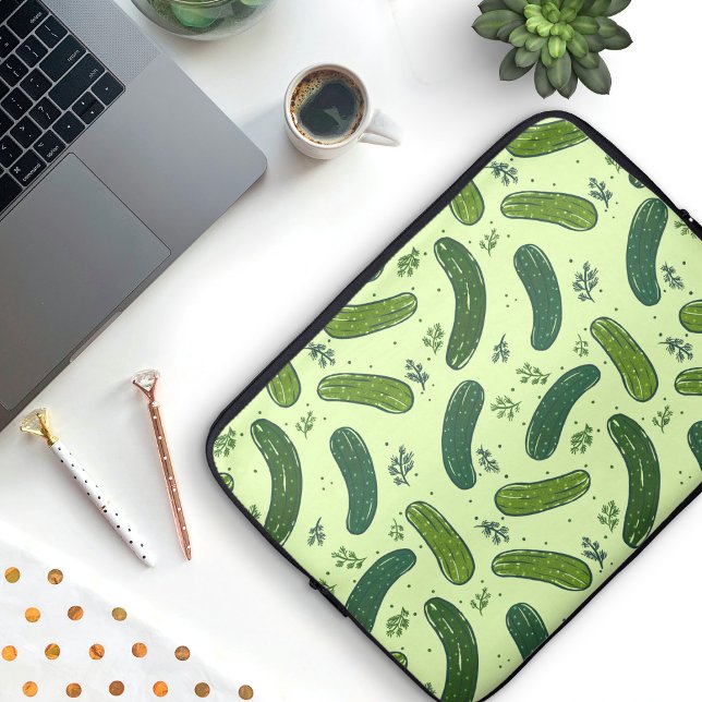 Capa Para Notebook Padrão de Seletor de Dill Desenhado Mão (Dill Pickle Pattern Laptop Sleeve)