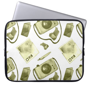 Capa Para Notebook Padrão de sépia do hipster sem costura da Vintage