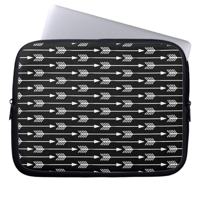Capa Para Notebook Padrão de setas preto e branco (Frente)