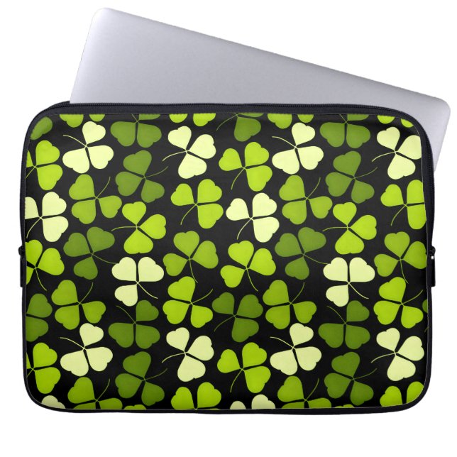 Capa Para Notebook Padrão de Shamrock escuro verde e preto (Frente)