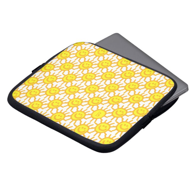 Capa Para Notebook Padrão de Sol Rosto Feliz Amarelo Personalizado (Frente Topo)