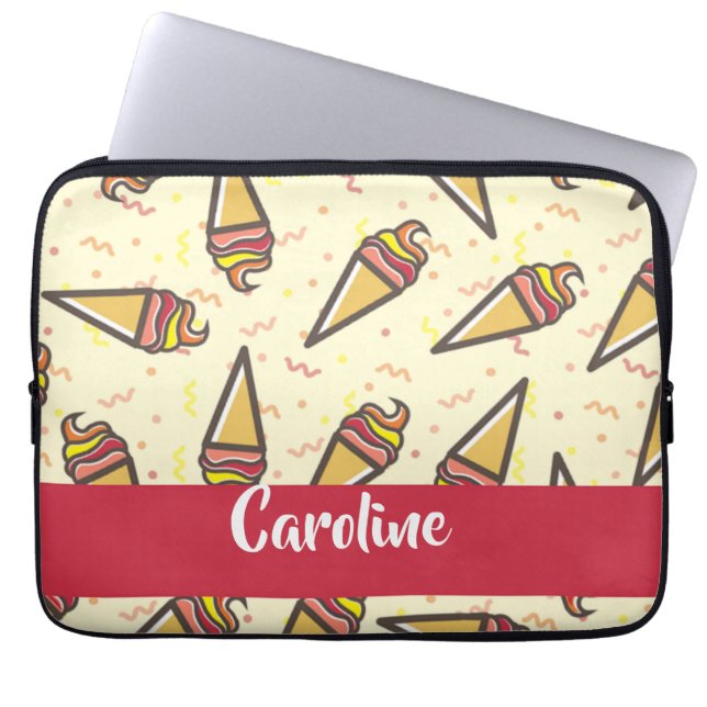 Capa Para Notebook Padrão de sorvete de nome personalizado (Frente)