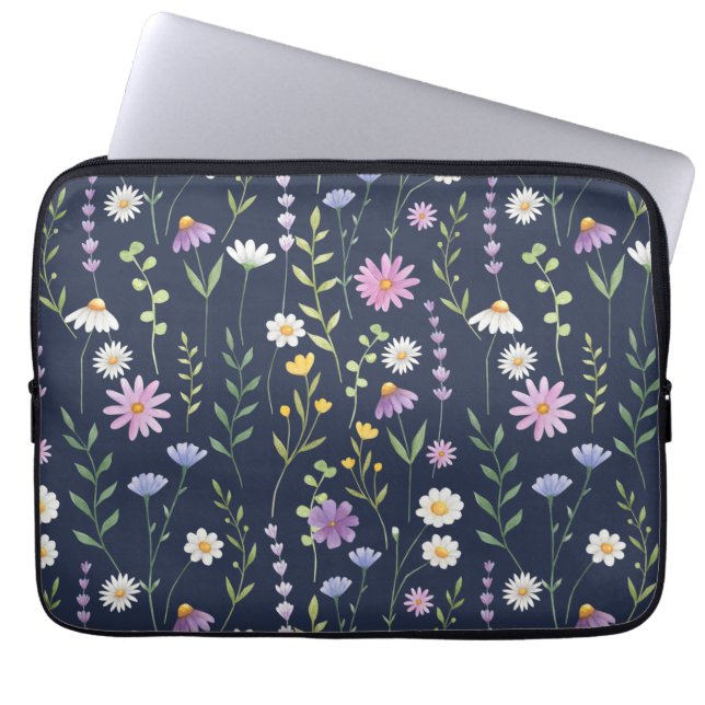 Capa Para Notebook Padrão de superfície floral - Flores da moda da pr (Frente)