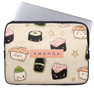 Capa Para Notebook Padrão de Sushi Adorável Personalizado e Molho de 