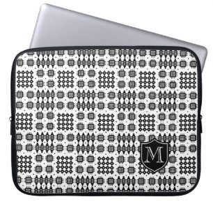 Capa Para Notebook Padrão de tapeçaria do galês preto monograma