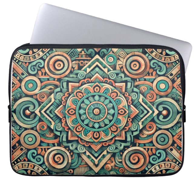 Capa Para Notebook Padrão de Teal e Terracotta inspirado no asttec (Frente)