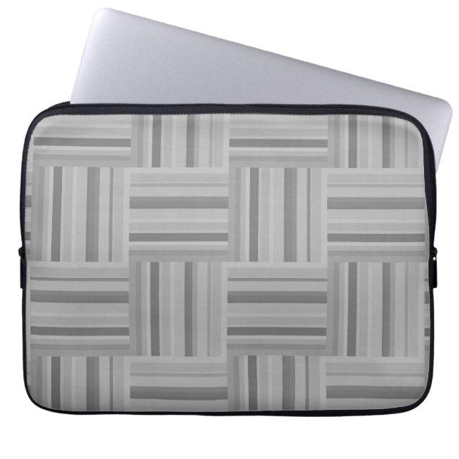 Capa Para Notebook padrão de tecelagem das faixas de cinza (Frente)