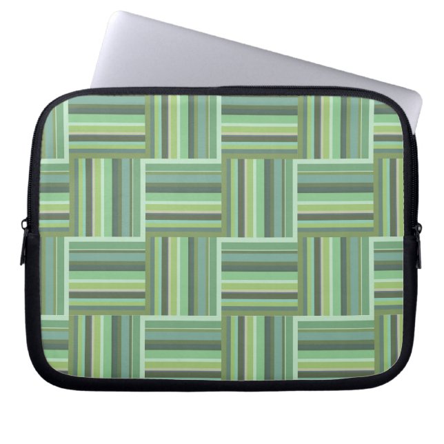 Capa Para Notebook Padrão de tecelagem de listras verdes-oliva (Frente)