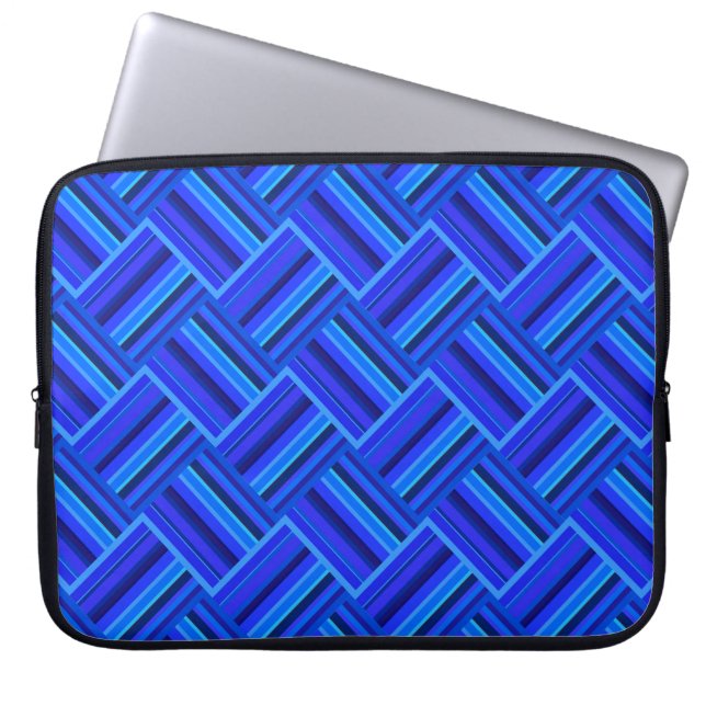 Capa Para Notebook Padrão de tecelagem diagonal de faixas azuis (Frente)