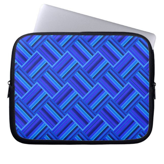 Capa Para Notebook Padrão de tecelagem diagonal de faixas azuis (Frente)