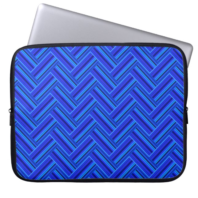 Capa Para Notebook Padrão de tecelagem dupla de tiras azuis (Frente)