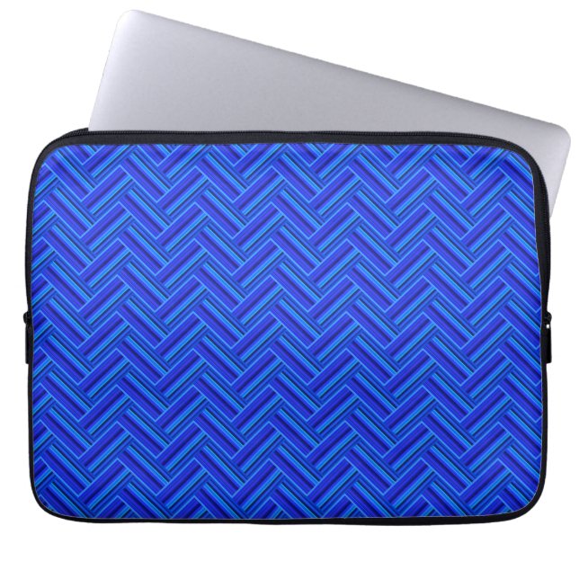 Capa Para Notebook Padrão de tecelagem dupla de tiras azuis (Frente)