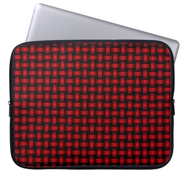 Capa Para Notebook Padrão de Tecido Preto Vermelho (Frente)