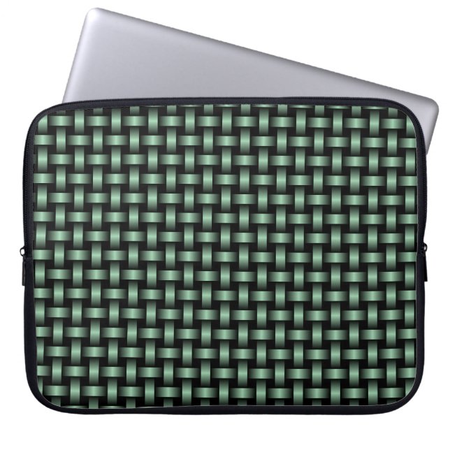 Capa Para Notebook Padrão de Tecido Verde Preto (Frente)