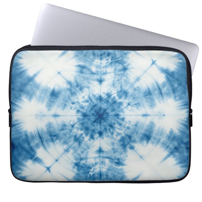 Capa Para Notebook Padrão de Tinta Amarrada Shibori Azul Índigo (Frente)