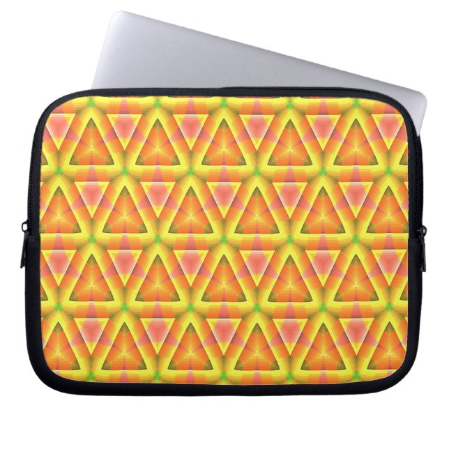 Capa Para Notebook Padrão de Triângulo Amarelo Dourado (Frente)