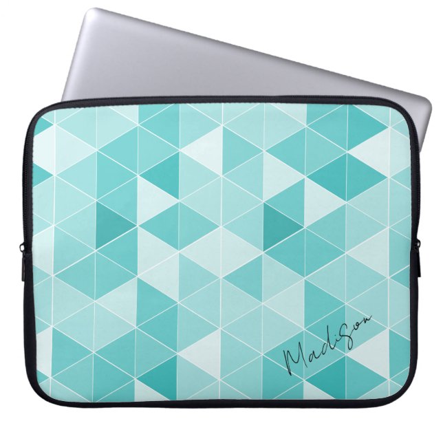 Capa Para Notebook Padrão de triângulo geométrico azul gelo personali (Frente)