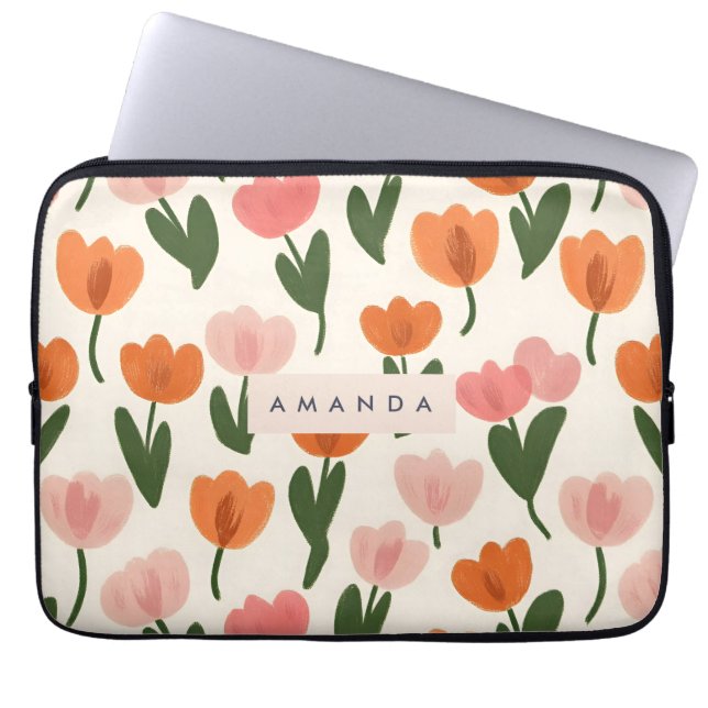 Capa Para Notebook Padrão de Tulip de Primavera de Cute Personalizado (Frente)