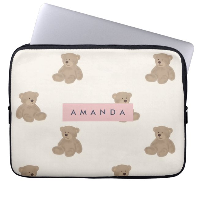 Capa Para Notebook Padrão de Urso Estreitado Adorável de Pastel Perso (Frente)