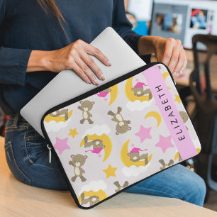 Capa Para Notebook Padrão De Ursos, Ursos De Teddy, Estrelas, Seu Nom