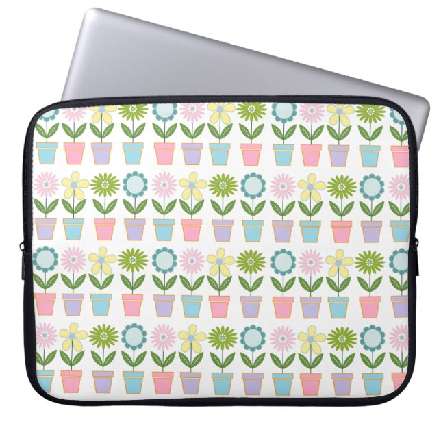 Capa Para Notebook Padrão de vasos de flores pastéis fofos (Frente)
