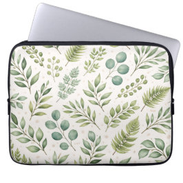 Capa Para Notebook Padrão de Vegetação em Aquarela | Folhas Botânicas