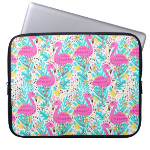 Capa Para Notebook Padrão de verão brilhante com flamingo, corações,