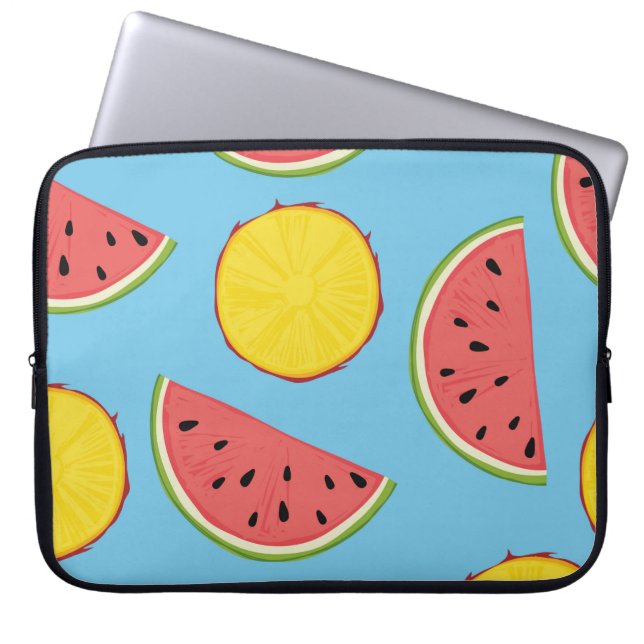 Capa Para Notebook Padrão de Verão com abacaxi e melancia, ba (Frente)