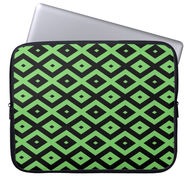 Capa Para Notebook Padrão de verde limão e diamante preto (Frente)