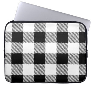 Capa Para Notebook Padrão de verificação de Gingham preto e branco
