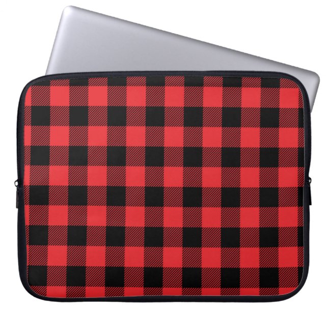 Capa Para Notebook Padrão de Verificação do Flannel Buffalo Vermelho (Frente)