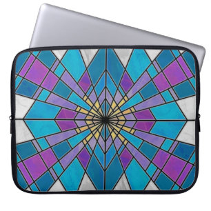 Capa Para Notebook Padrão de Vidro Colorido Azul e Roxo
