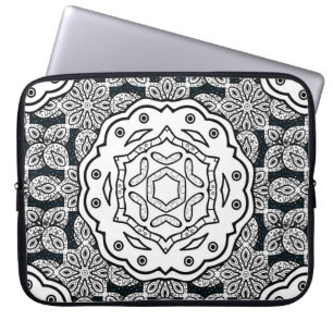 Capa Para Notebook Padrão de vinheta em fundo azul com elem branco