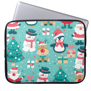 Capa Para Notebook Padrão de Vintage Natal do Papai Noel