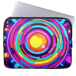 Capa Para Notebook Padrão de Vórtex Neon Circle