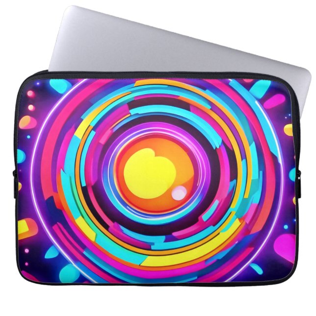 Capa Para Notebook Padrão de Vórtex Neon Circle (Frente)