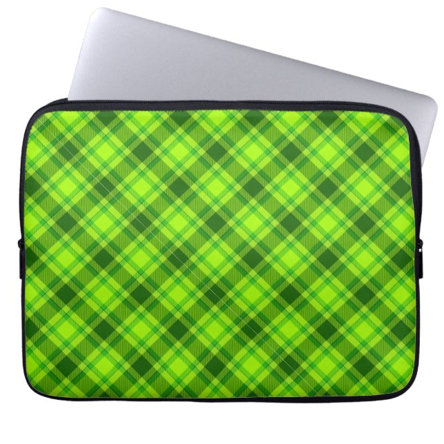 Capa Para Notebook Padrão de Xadrez Verificado de Tartan Verde-57578 (Frente)