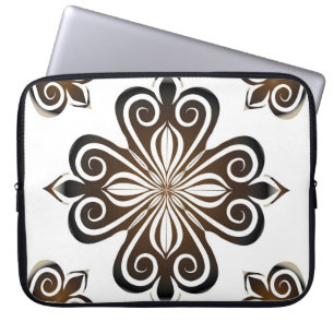 Capa Para Notebook Padrão decorativo do motif barroco marrom com Flo