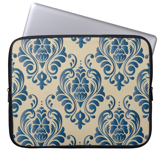Capa Para Notebook Padrão descontínuo de Damasco de ornamento floral  (Frente)
