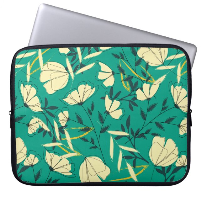 Capa Para Notebook Padrão descontínuo tropical brilhante com folhas e (Frente)