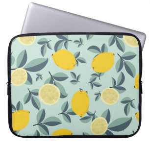 Capa Para Notebook Padrão descontínuo tropical com limões amarelos