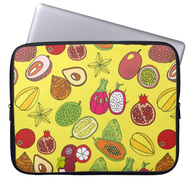 Capa Para Notebook Padrão desenhado manualmente sem costura com exóti (Frente)