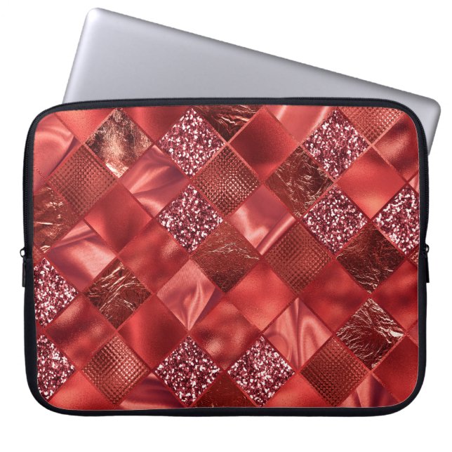 CAPA PARA NOTEBOOK PADRÃO DIAMOND SHIMMER VERMELHO (Frente)