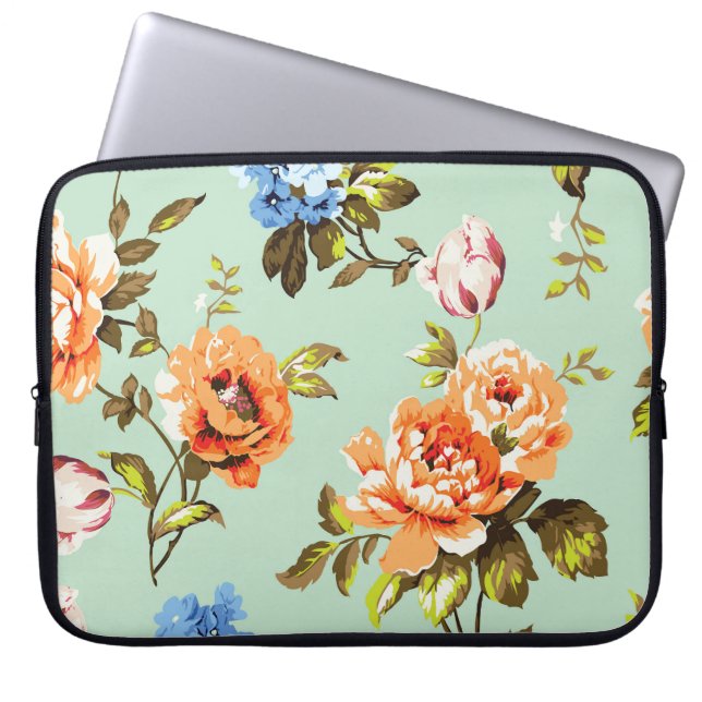 Capa Para Notebook Padrão do chique Vintage Rosas (Frente)