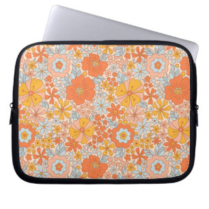 Capa Para Notebook Padrão do Flor Retro Laranja